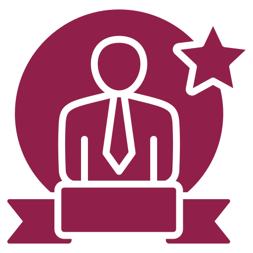 Customer feedback icon with star ratings, profile, and heart symbol